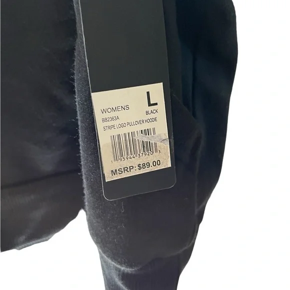 NWT Bebe black hoodie with colorful stripes size L - Picture 5 of 10